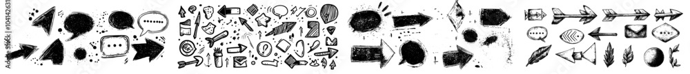 Leinwandbilder set of sketch arrows and frames with check marks. pointers, ovals and squares, check marks. freehand