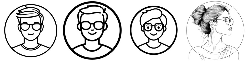 Obraz premium An avatar icon of a person inside a thin circular border. Ideal for user profiles, login pages, websites, mobile apps, and social media.