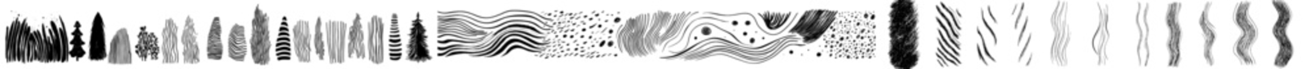 Obraz premium Hand drawn underline border elements. Pencil sketch stroke decoration. Monochrome pen marker scribble vintage ornaments.