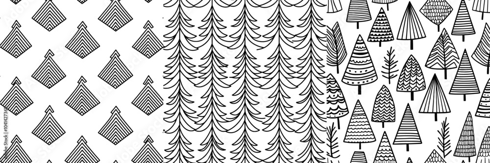 Aufkleber the endless tree texture is a black and white drawing of christmas trees repeating in monochrome. ha