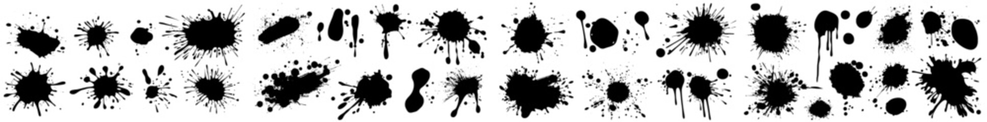 Various stains from liquids, paints, milk, inks, drips, splashes, drops, puddles. Modern empty frames with round uneven edges that can be used for banners, discounts, and price tags.