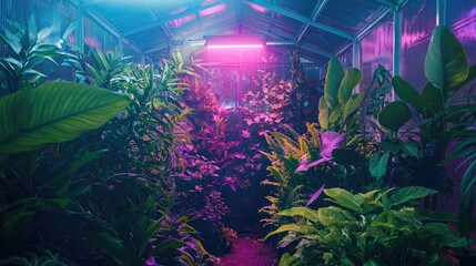 Obraz premium Vibrant Greenhouse Filled with Diverse Plants