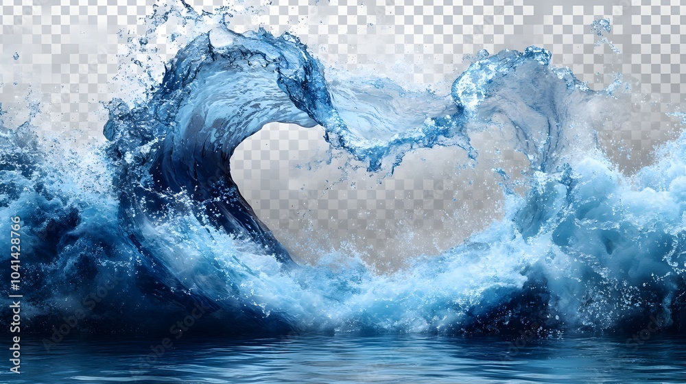 Aufkleber powerful and dramatic ocean wave crashing with swirling blue and white splash. captivating image sho