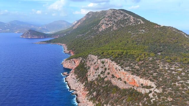 Aerial shot of islands in Finike - T&uuml;rkiye.