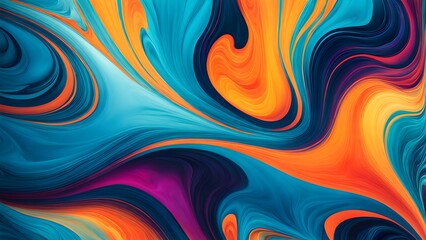 Obraz premium Vibrant and Hypnotic Swirl of Multicolored Abstract Fluid Art, Blending Warm and Cool Tones in a Mesmerizing Dance of Colorful Waves and Motion (5)