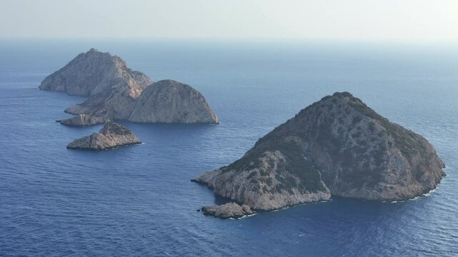 Aerial shot of islands in Finike - T&uuml;rkiye.