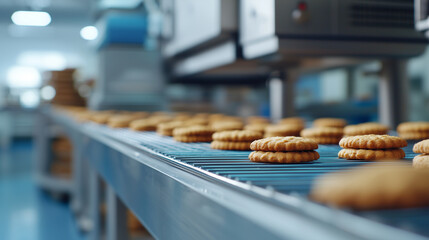 Automated Cookie Production Line in Modern Food Factory
