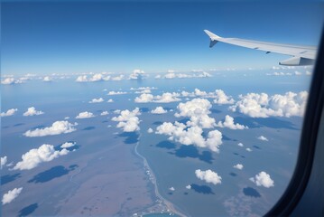 Obraz premium A breathtaking aerial view showcasing a stunning and scenic landscape that includes clouds