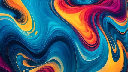 Obraz premium Vibrant and Hypnotic Swirl of Multicolored Abstract Fluid Art, Blending Warm and Cool Tones in a Mesmerizing Dance of Colorful Waves and Motion (25)