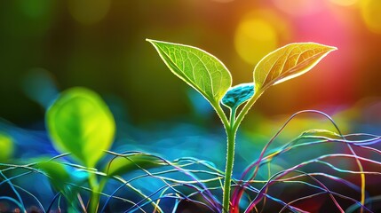 Obraz premium Vibrant Growth of Young Plant Sprouting in Nature