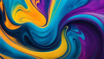 Obraz premium Vibrant and Hypnotic Swirl of Multicolored Abstract Fluid Art, Blending Warm and Cool Tones in a Mesmerizing Dance of Colorful Waves and Motion (45)