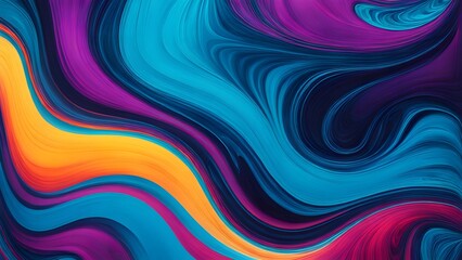 Obraz premium Vibrant and Hypnotic Swirl of Multicolored Abstract Fluid Art, Blending Warm and Cool Tones in a Mesmerizing Dance of Colorful Waves and Motion (54)