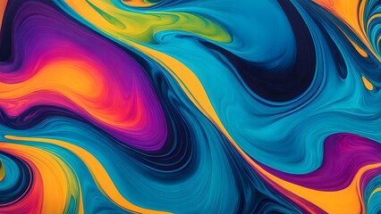 Fototapeta premium Vibrant and Hypnotic Swirl of Multicolored Abstract Fluid Art, Blending Warm and Cool Tones in a Mesmerizing Dance of Colorful Waves and Motion (59)