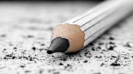 Obraz premium A pencil with a black tip is laying on a white surface