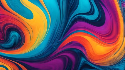Obraz premium Vibrant and Hypnotic Swirl of Multicolored Abstract Fluid Art, Blending Warm and Cool Tones in a Mesmerizing Dance of Colorful Waves and Motion (65)