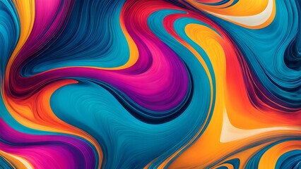 Fototapeta premium Vibrant and Hypnotic Swirl of Multicolored Abstract Fluid Art, Blending Warm and Cool Tones in a Mesmerizing Dance of Colorful Waves and Motion (88)