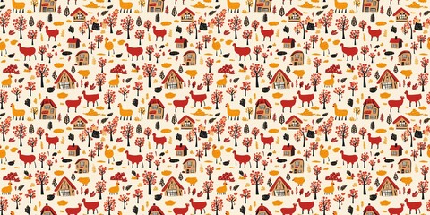 Farm-themed patterns featuring various agricultural elements. seamless background pattern