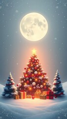 Obraz premium Christmas Decoration with ornaments and the Christmas tree