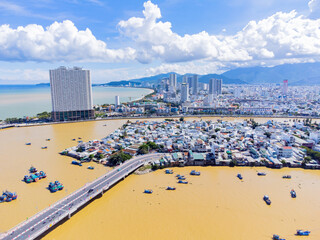 The Kai River in Nha Trang.

A resort town in Vietnam. October is the rainy season. The water in the river rises and turns red due to the muddy bottom and the flow of water from the mountains. 