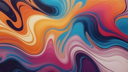 Obraz premium Vibrant and Hypnotic Swirl of Multicolored Abstract Fluid Art, Blending Warm and Cool Tones in a Mesmerizing Dance of Colorful Waves and Motion (97)
