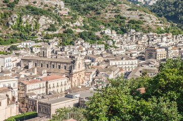 view of the town of Modica in Sicily