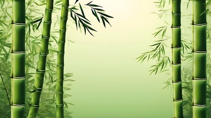 Background template with green bamboo illustration. Bamboo frame with blank space - green bamboo...