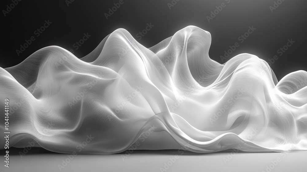 Aufkleber a white fabric with a wave pattern is shown in a black background