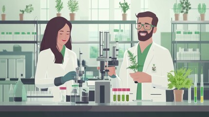 Biologists in Science Lab Conducting Research