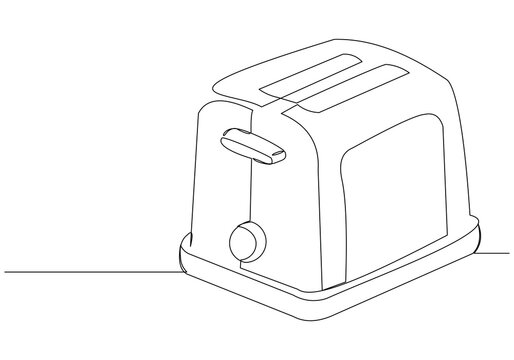 recommend clip art: Continuous single line sketch drawing of electric bakery  bread toaster for breakfast food. Household home kitchen appliance tool electronic electrical one line vector illustration