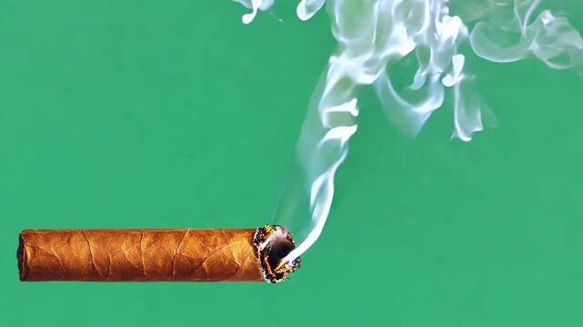 cigar cigarettes emit white smoke effects motion on green screen, generative ai
