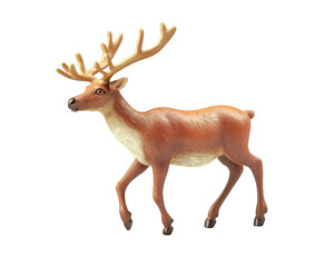 Fototapeta premium A deer with antlers is walking on a white background