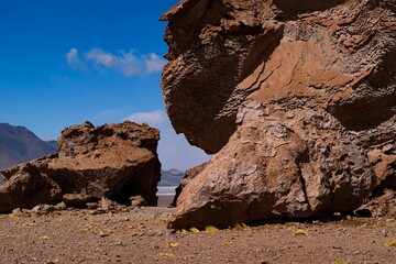 Desert rock formations under blue sky