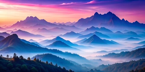 Fototapeta premium Serene Abstract Mountainscape in Calming Colors - Tranquil Landscape, Low Light Photography, Peaceful Nature, Soft Hues, Dreamy Scenery, Mountain Range 