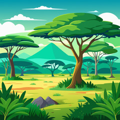 Obraz premium Illustration of Nature Landscape with Vector Illustration