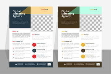  A bundle of 2 templates of different colors A4 flyer template. Creative professional Business Flyer Brochure Template Design, vector template design, marketing, business proposal, promotion.