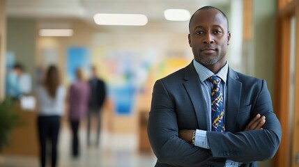 Fototapeta premium Confident Businessman in Modern Office Setting