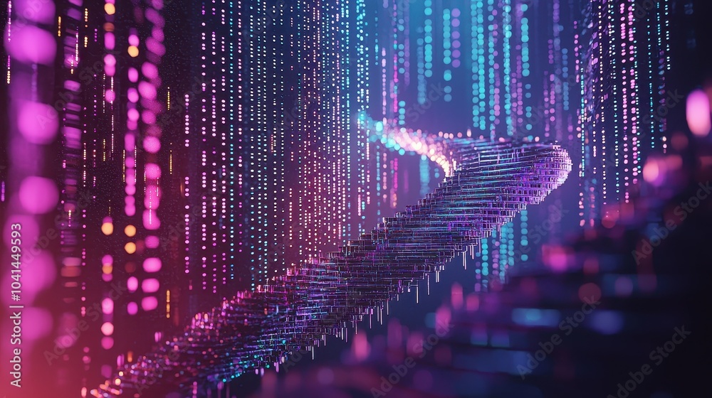 Poster abstract concept of data storage using blockchain technology