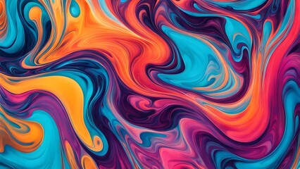 Fototapeta premium Dynamic Explosion of Rich and Vivid Colors in an Abstract Swirling Pattern, Creating a Fluid Movement that Combines Artistic Expression with a Captiv
