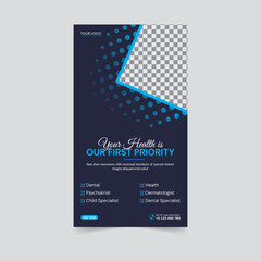 Medical health dental care story, Digital marketing social media post business webinar for social media story, stories or banner template