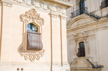 detail of the facade of the cathedral of Noto in Sicily