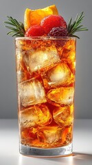 refreshing drink long island iced tea elegantly arranged against a stark white background showcasing its vibrant colors and garnishes ideal for summer promotions and beverage advertising