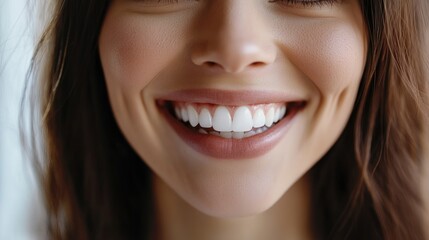 Fototapeta premium Smiling woman with flawless teeth close up view AI generated image