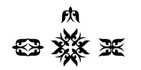 Kazakh ornament Kus kanat (bird's wings) representing freedom and happiness, Vector illustration nomad traditional design element