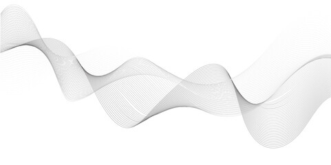 Technology, data science, geometric border. Isolated on white, Undulate Grey Wave Swirl, frequency sound wave, twisted curve lines with blend effect.