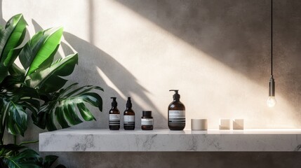 Elegant Skincare Essentials on Marble Surface