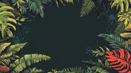 Naklejka premium Tropical Jungle Frame with Lush Greenery