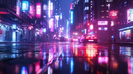 Fototapeta premium Artistic Representation of a Vibrant Cityscape with Dynamic Colors and Modern Architecture