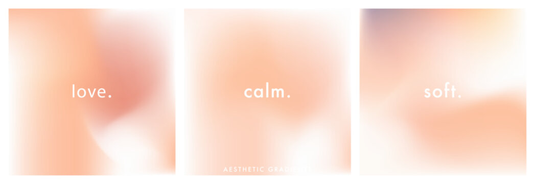 Light beige nude gradient background. Abstract ecru texture. Pastel pink color. Relax. Minimal gradation pattern. Aesthetic bg. Set of 3 square vector gradient background for poster, ig, social post