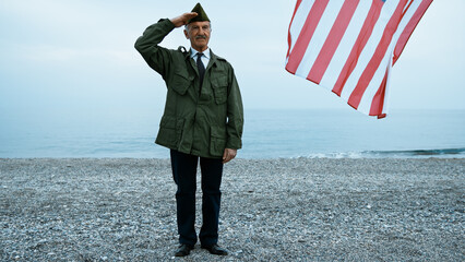 Veteran Honoring The USA Freedom At The Beach