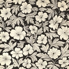 Obraz premium A recurring motif of delicate blossoms and verdant foliage background 